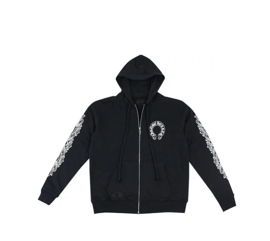 Black Chrome Heart Zip Up