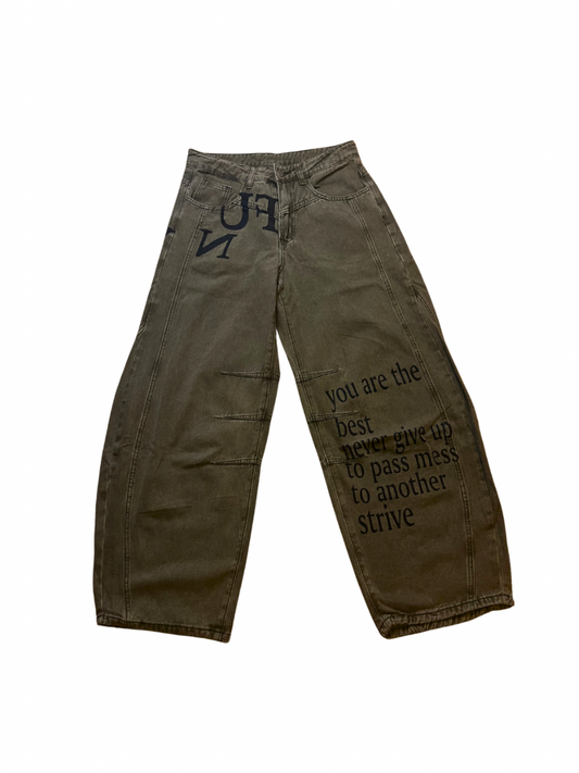 Green Graphic Print Jeans
