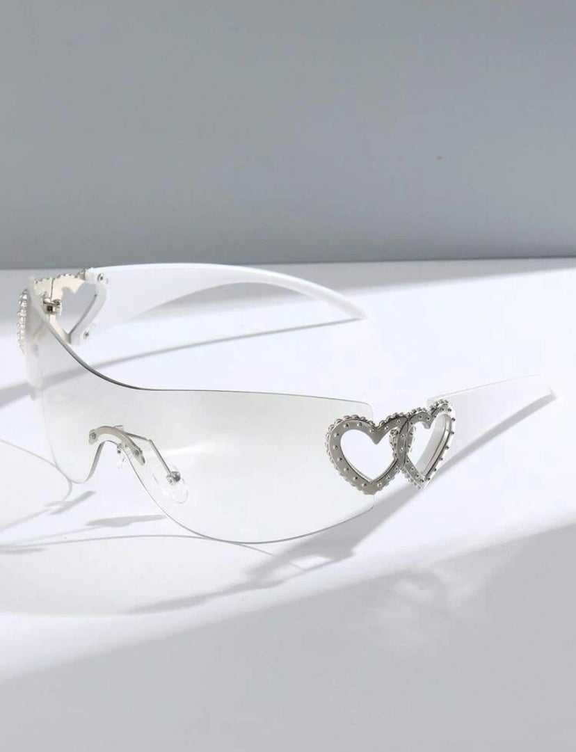 Y2K Style Heart Decor Rimless