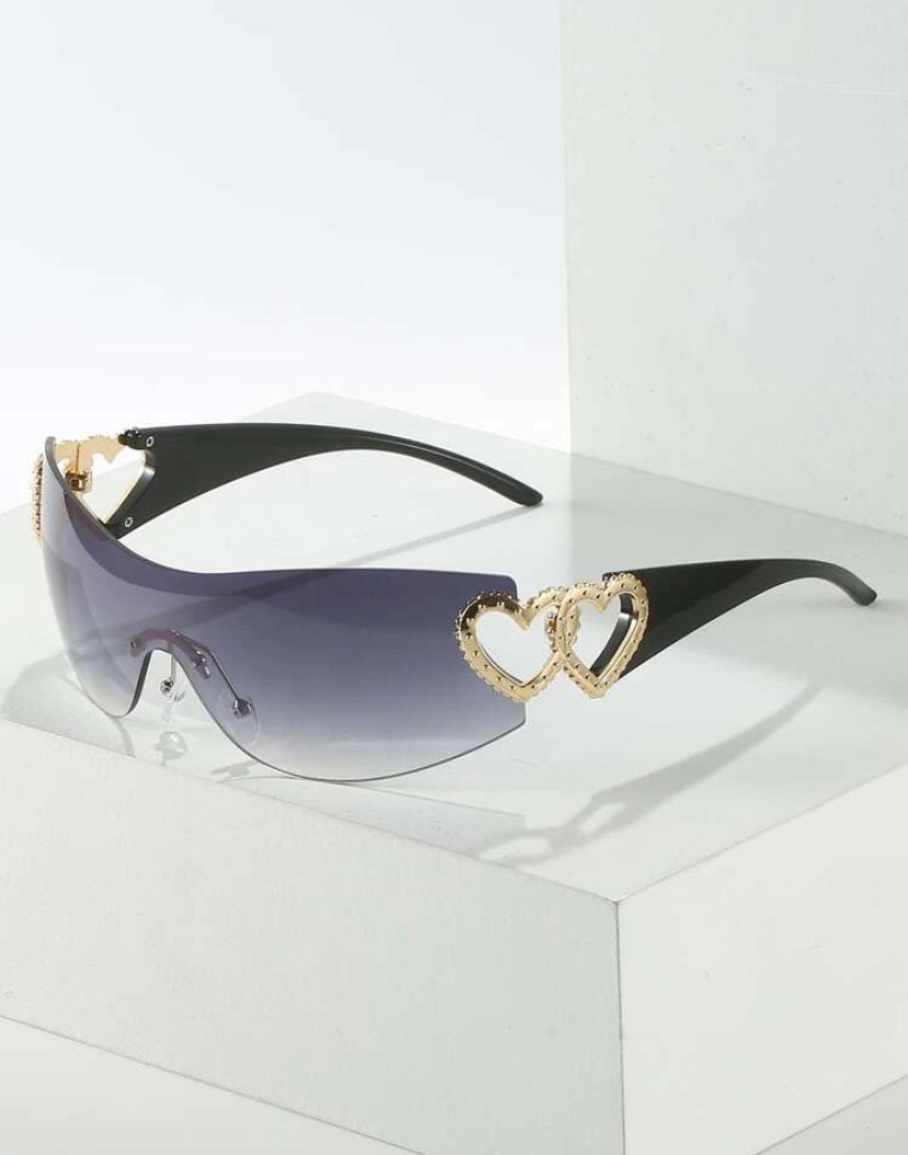 Y2K Style Heart Decor Rimless