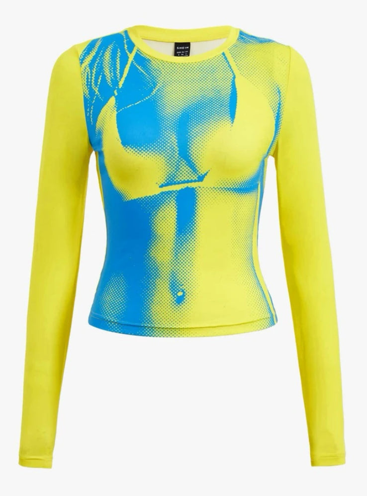 3D Body Print Crop Tee