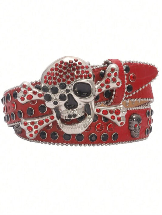 Y2K Skull Rhinestone Belt