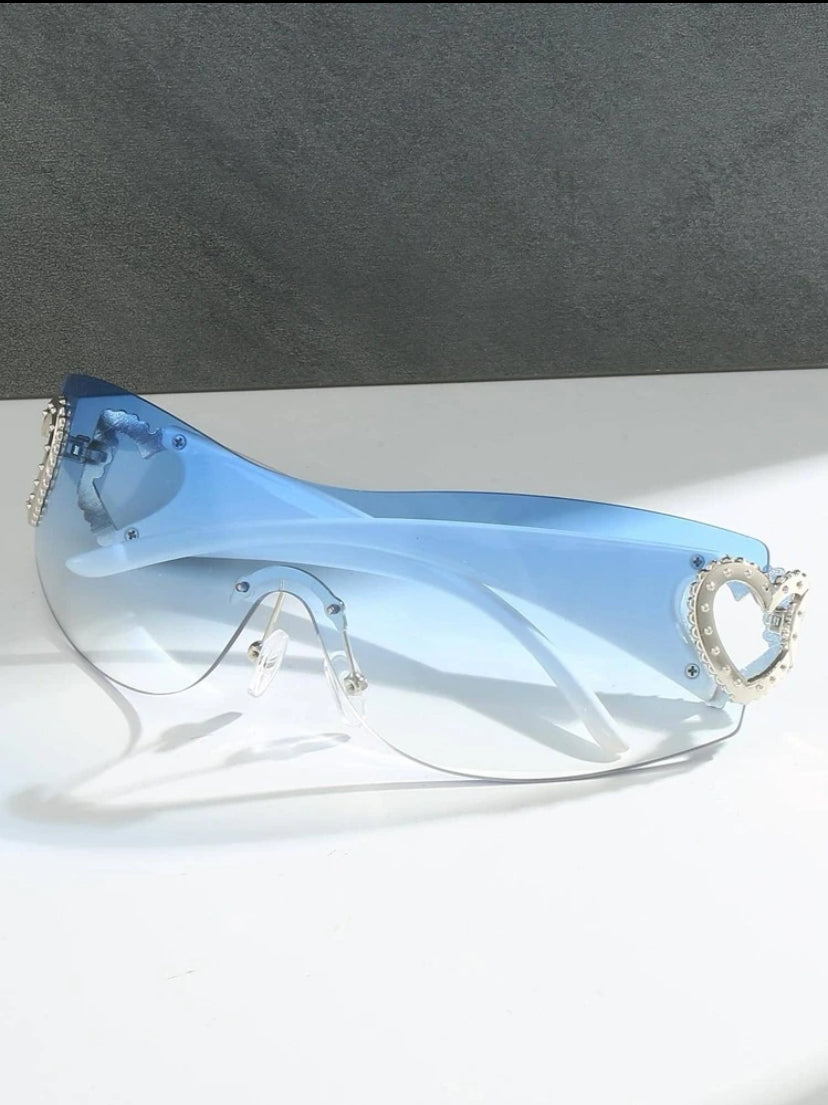 Y2K Style Heart Decor Rimless