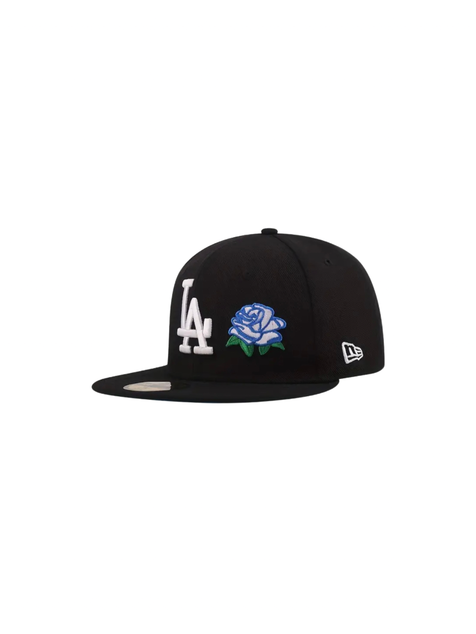 LA Flower Black Embroidered Fitted Cap