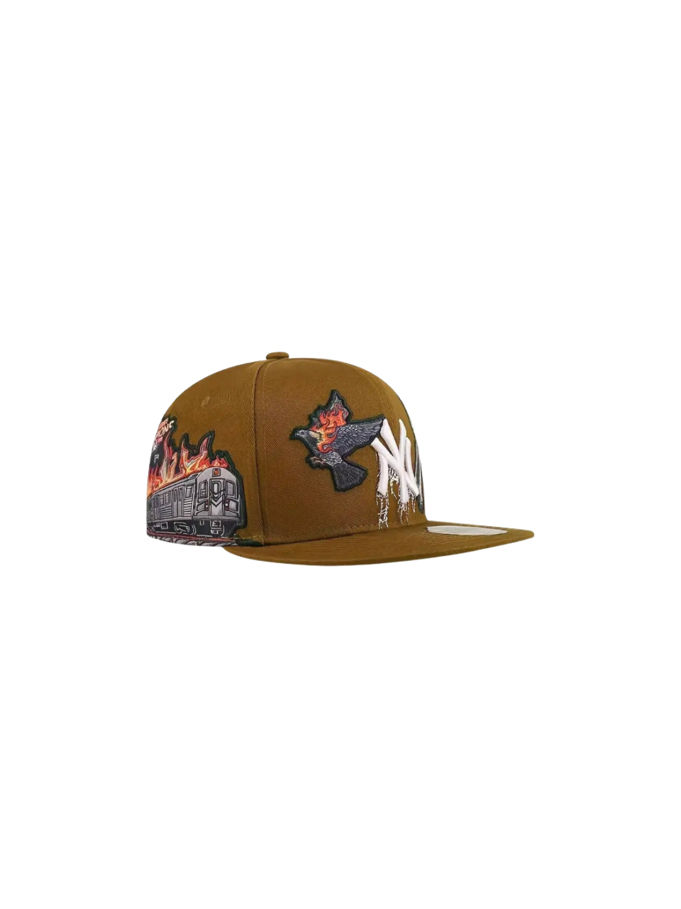 Coffee Brown Embroidered Fitted Cap