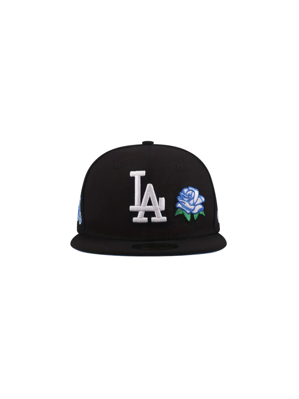 LA Flower Black Embroidered Fitted Cap