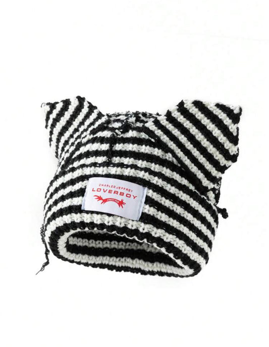 Stripped Netted Ear Beanie