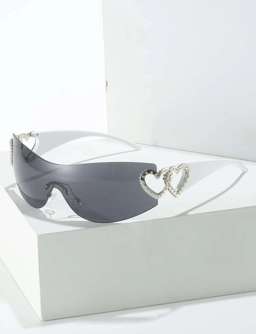 Y2K Style Heart Decor Rimless