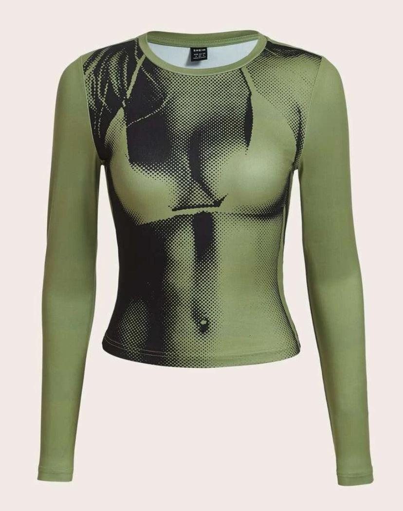 3D Body Print Crop Tee