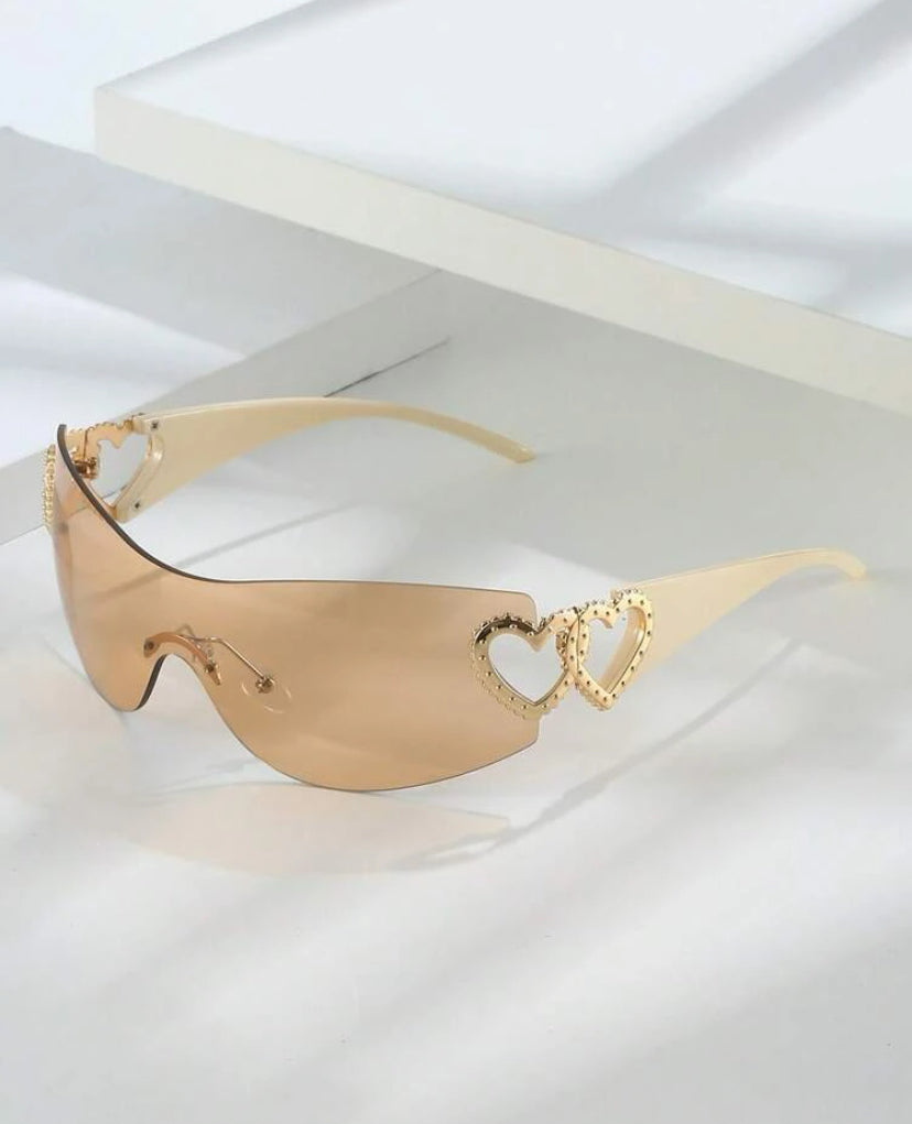 Y2K Style Heart Decor Rimless