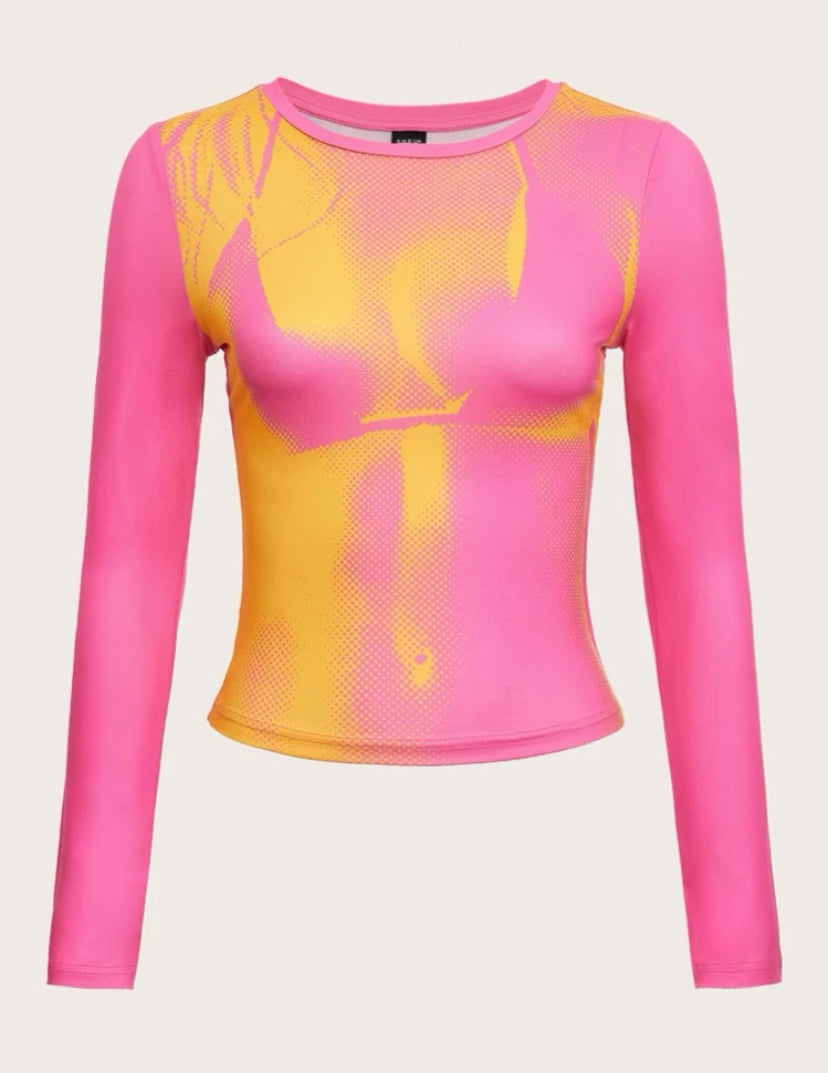 3D Body Print Crop Tee