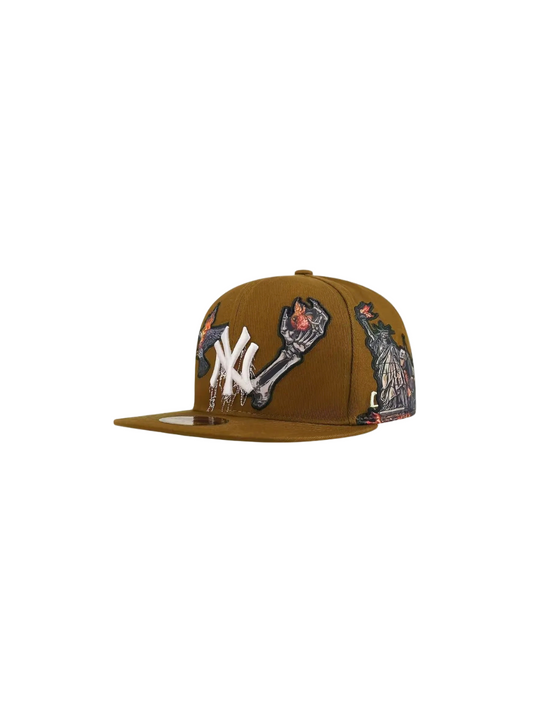 Coffee Brown Embroidered Fitted Cap