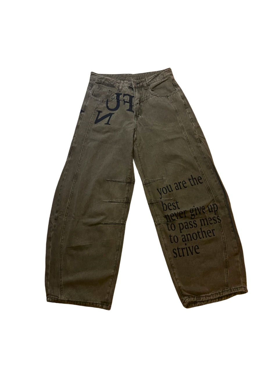 Green Graphic Print Jeans