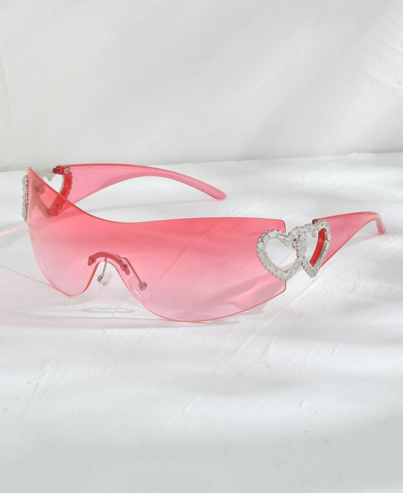 Y2K Style Heart Decor Rimless