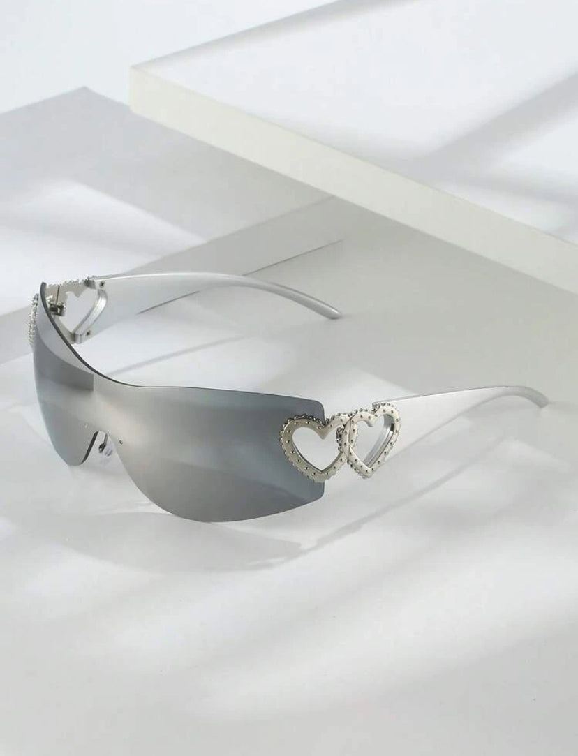 Y2K Style Heart Decor Rimless