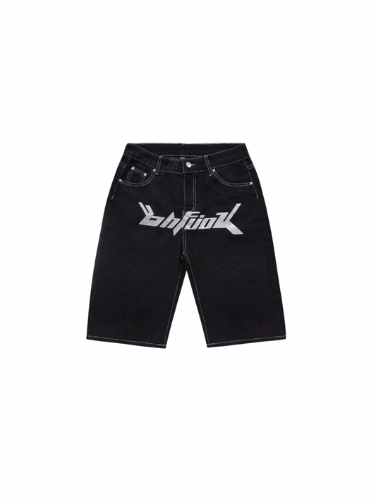 Star Letter Design Embroidered Jorts