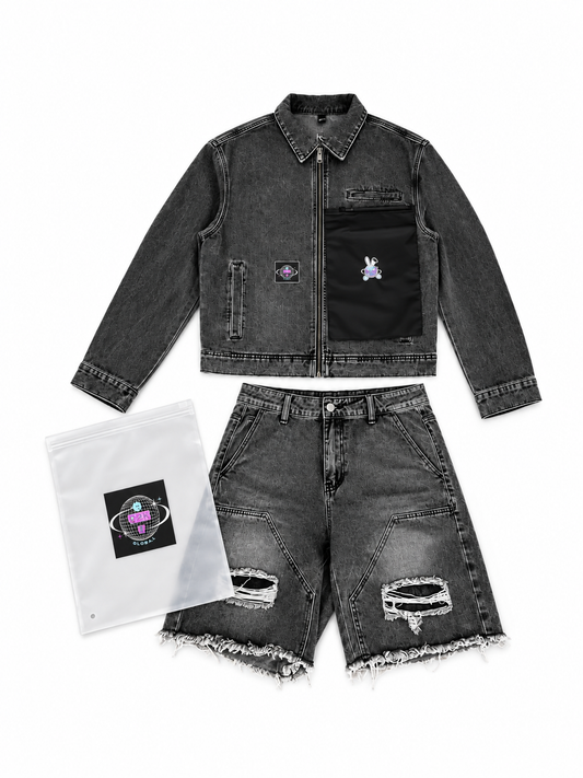 Y2K Denim Grey Streetwear Set