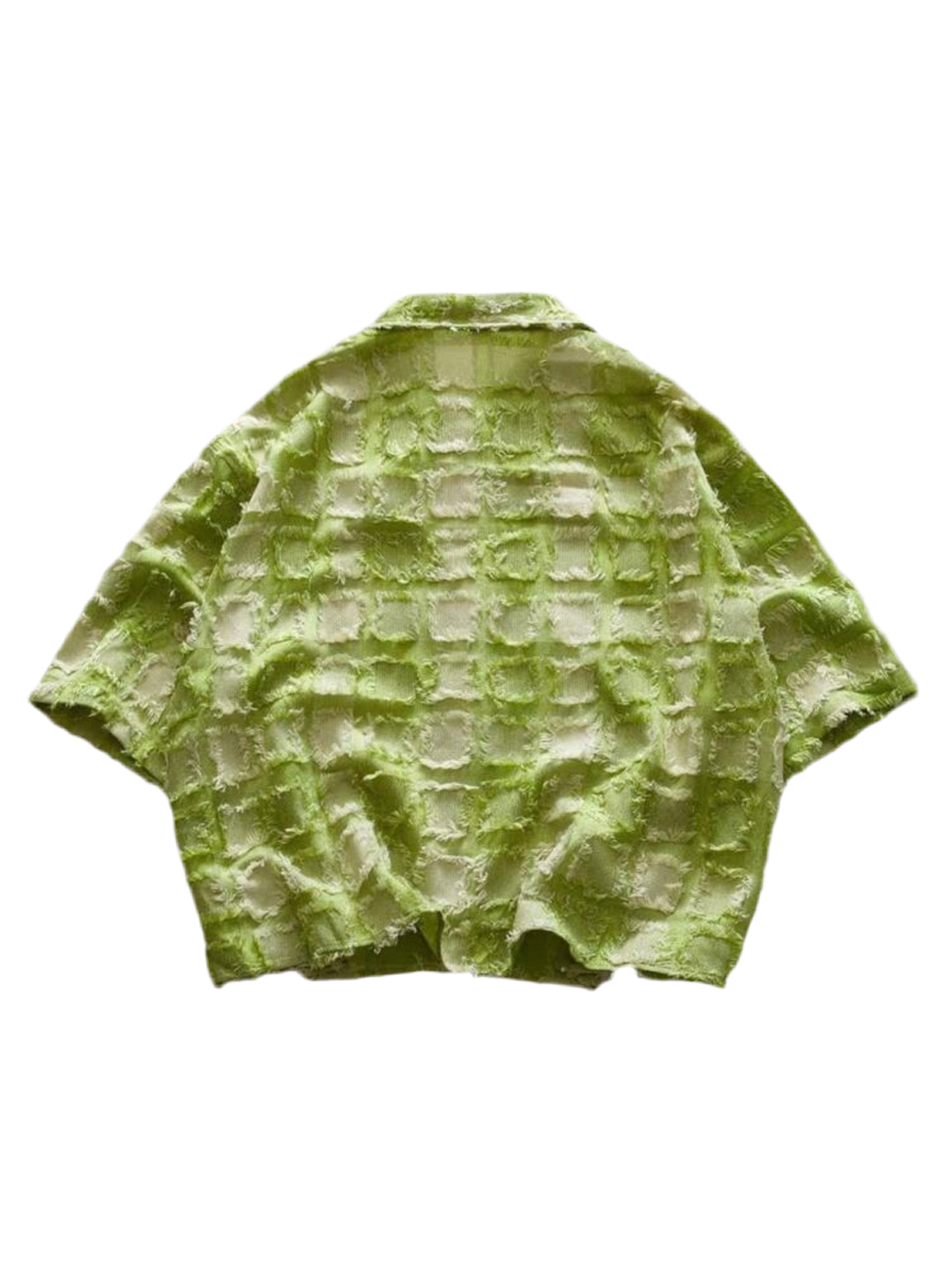 Plaid Woven Short Sleeve Cropped Shirt