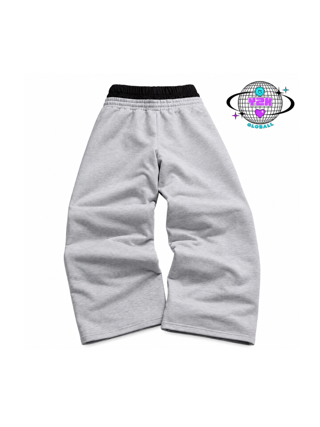 Back view of Dreams Always grey wide-leg sweatpants